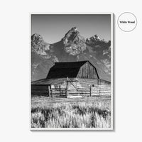 Jackson Hole Black and White Fine Art Photo Print, Grand Teton, Moulton Barn, Wyoming