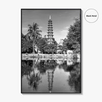 Hanoi Black and White Fine Art Photo Print, Tran Quoc Pagoda Vietnam Poster