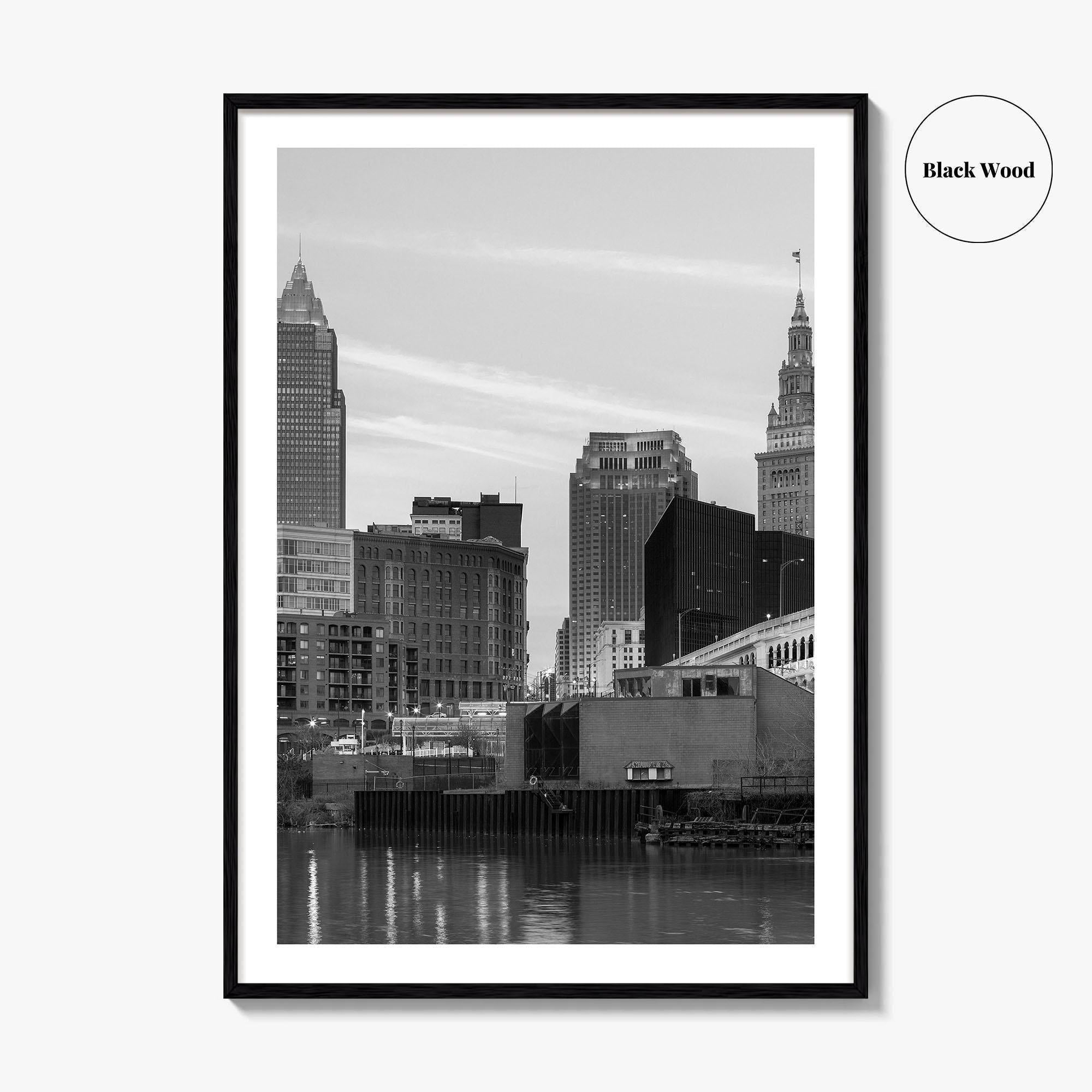 Cleveland Skyline Black and White Fine Art Photo Print, Downtown, Ohio USA Wall Poster