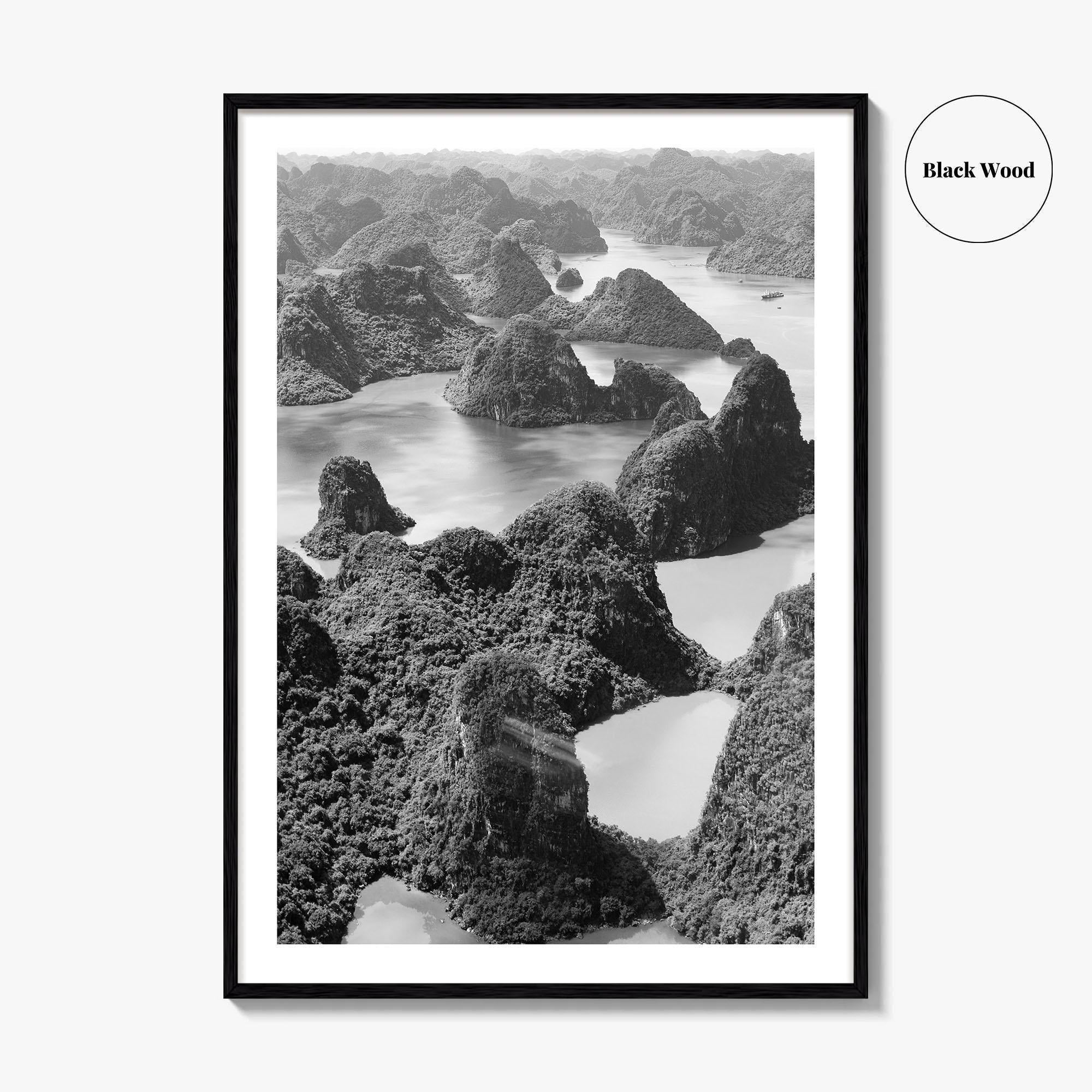 Ha Long Bay Black and White Fine Art Photo Print, Vietnam Poster
