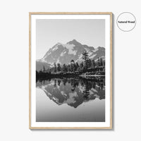 Washington State Black and White Fine Art Photo Print, Mount Shuksan Picture Lake Poster