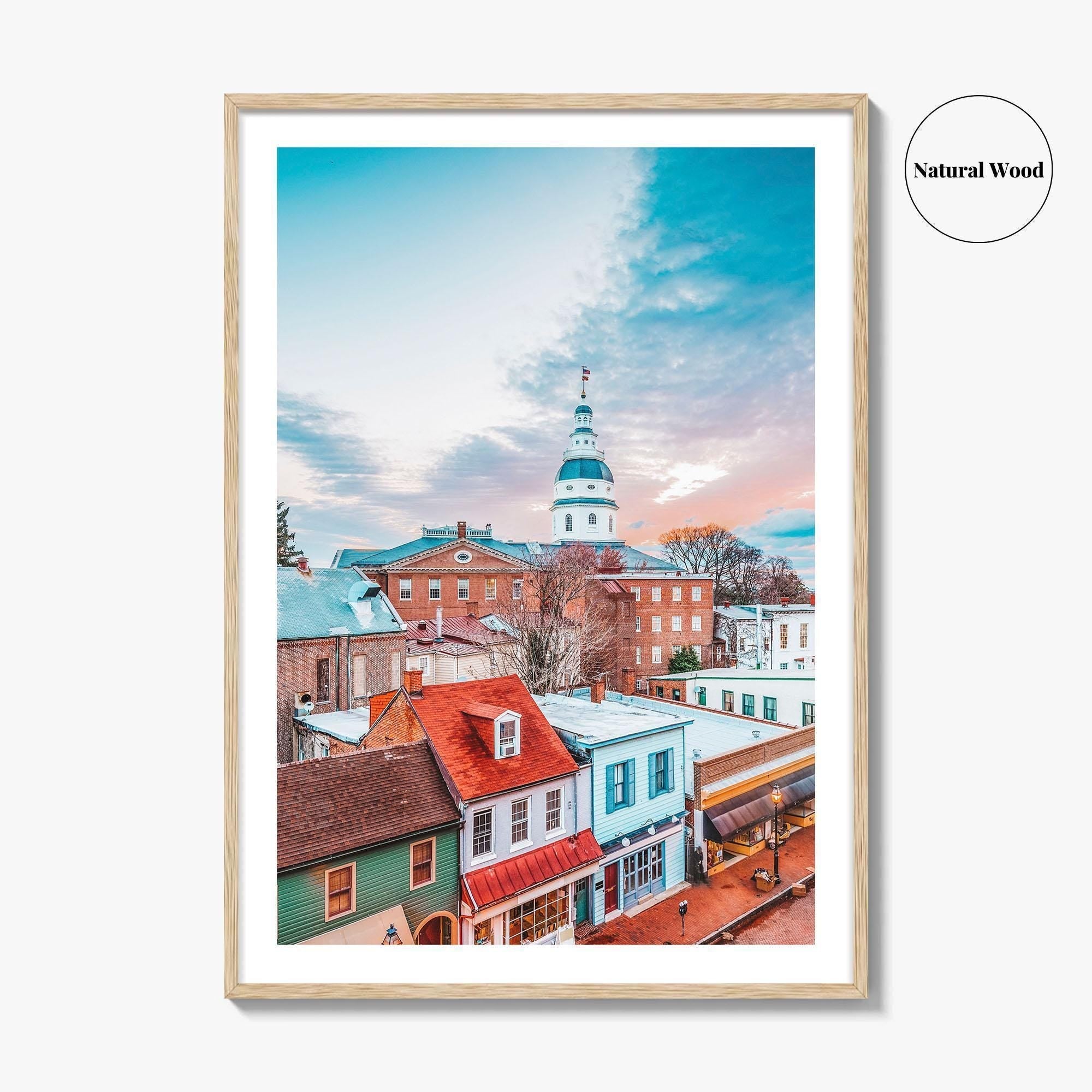 Annapolis Fine Art Photo Print, Maryland USA, Main Street State House, Wall Decor Poster