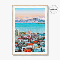 Reykjavik Skyline Fine Art Photo Print, Iceland Photo Poster, Downtown, Aerial Panorama, Mountains