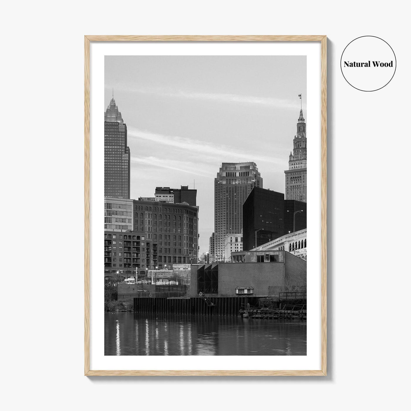 Cleveland Skyline Black and White Fine Art Photo Print, Downtown, Ohio USA Wall Poster