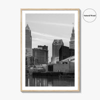 Cleveland Skyline Black and White Fine Art Photo Print, Downtown, Ohio USA Wall Poster