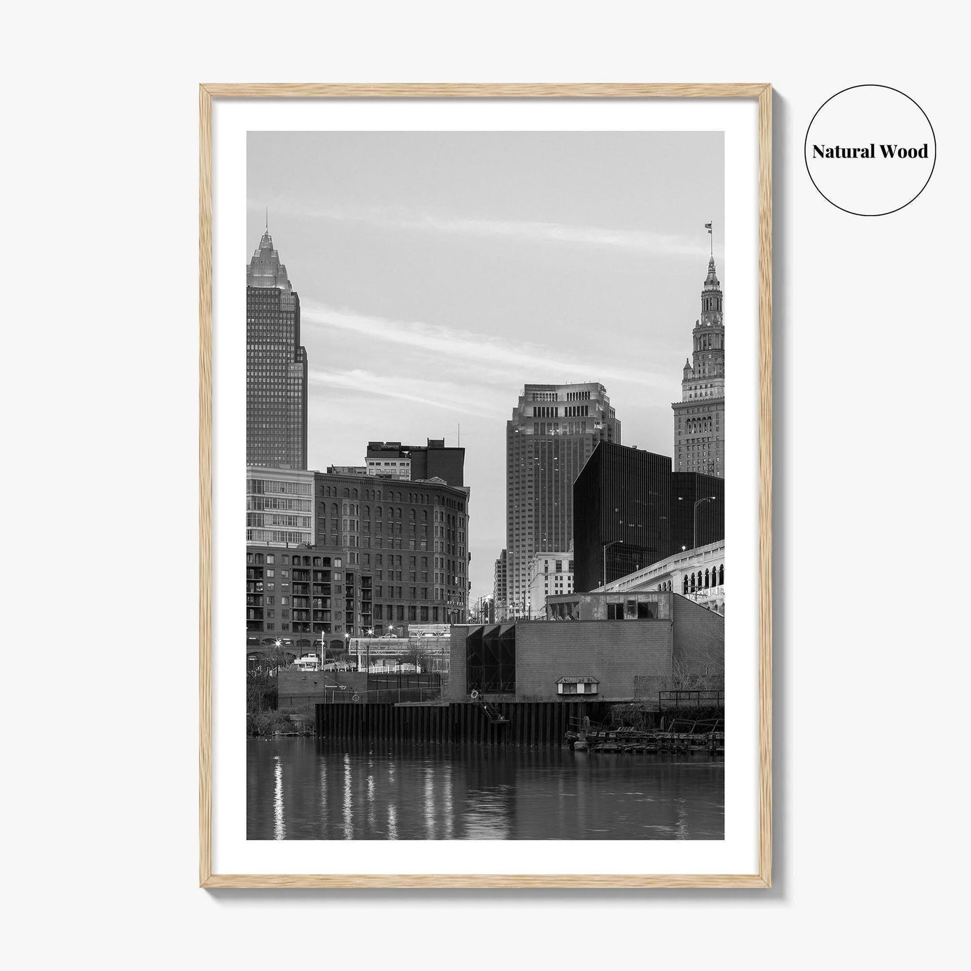 Cleveland Skyline Black and White Fine Art Photo Print, Downtown, Ohio USA Wall Poster