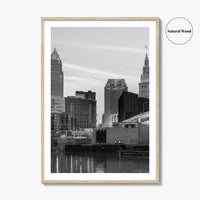Cleveland Skyline Black and White Fine Art Photo Print, Downtown, Ohio USA Wall Poster