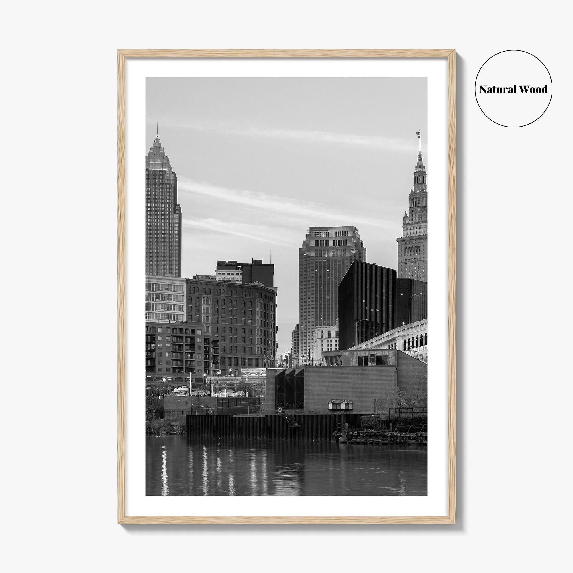 Cleveland Skyline Black and White Fine Art Photo Print, Downtown, Ohio USA Wall Poster
