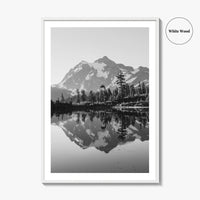 Washington State Black and White Fine Art Photo Print, Mount Shuksan Picture Lake Poster