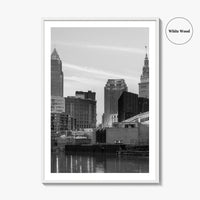 Cleveland Skyline Black and White Fine Art Photo Print, Downtown, Ohio USA Wall Poster