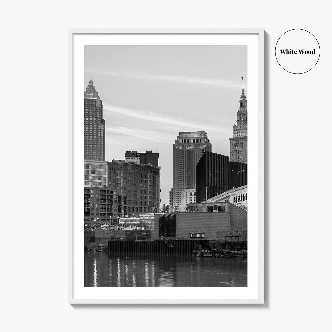Cleveland Skyline Black and White Fine Art Photo Print, Downtown, Ohio USA Wall Poster