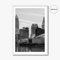 Cleveland Skyline Black and White Fine Art Photo Print, Downtown, Ohio USA Wall Poster