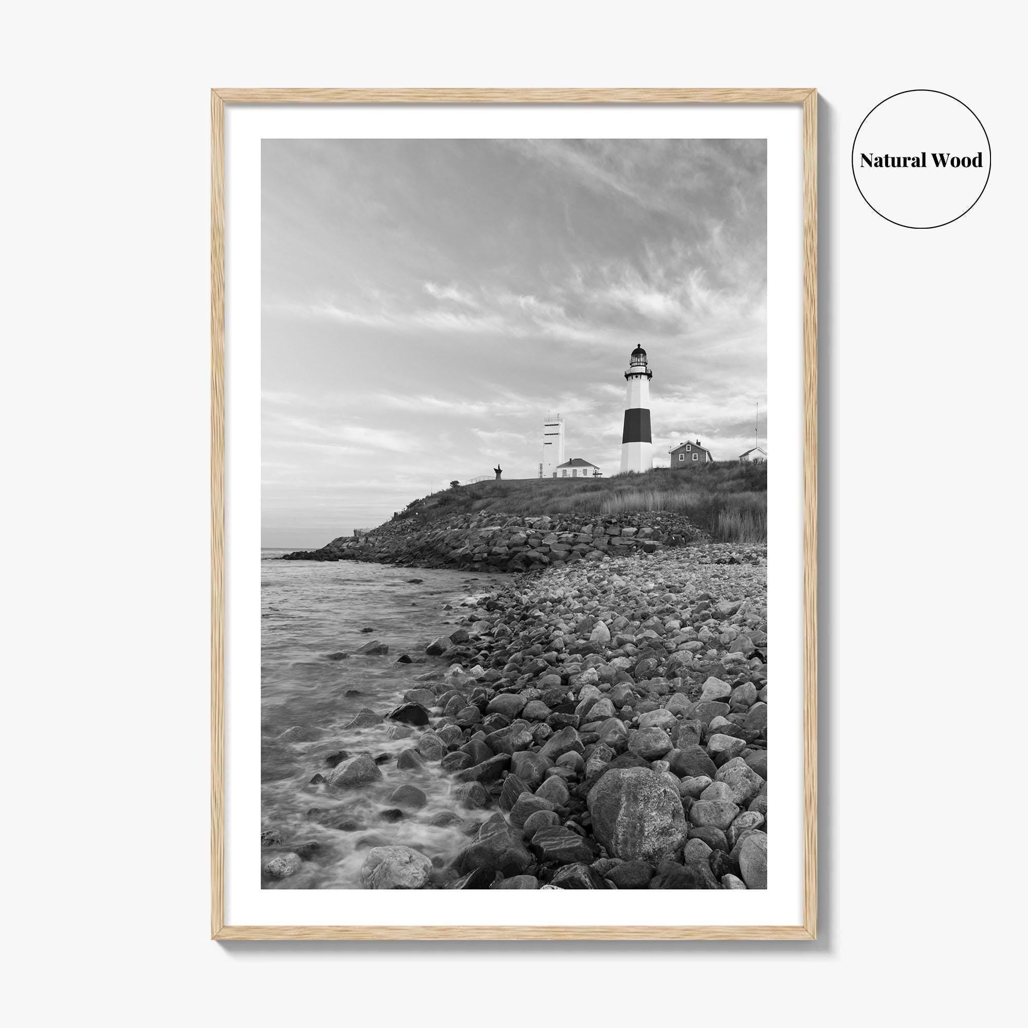 Montauk Lighthouse Black and White Fine Art Photo Print, Long Island New York, Poster