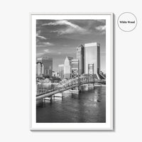 Jacksonville Skyline Black and White Fine Art Photo Print, Downtown, Florida Poster