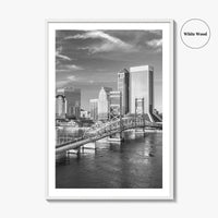 Jacksonville Skyline Black and White Fine Art Photo Print, Downtown, Florida Poster