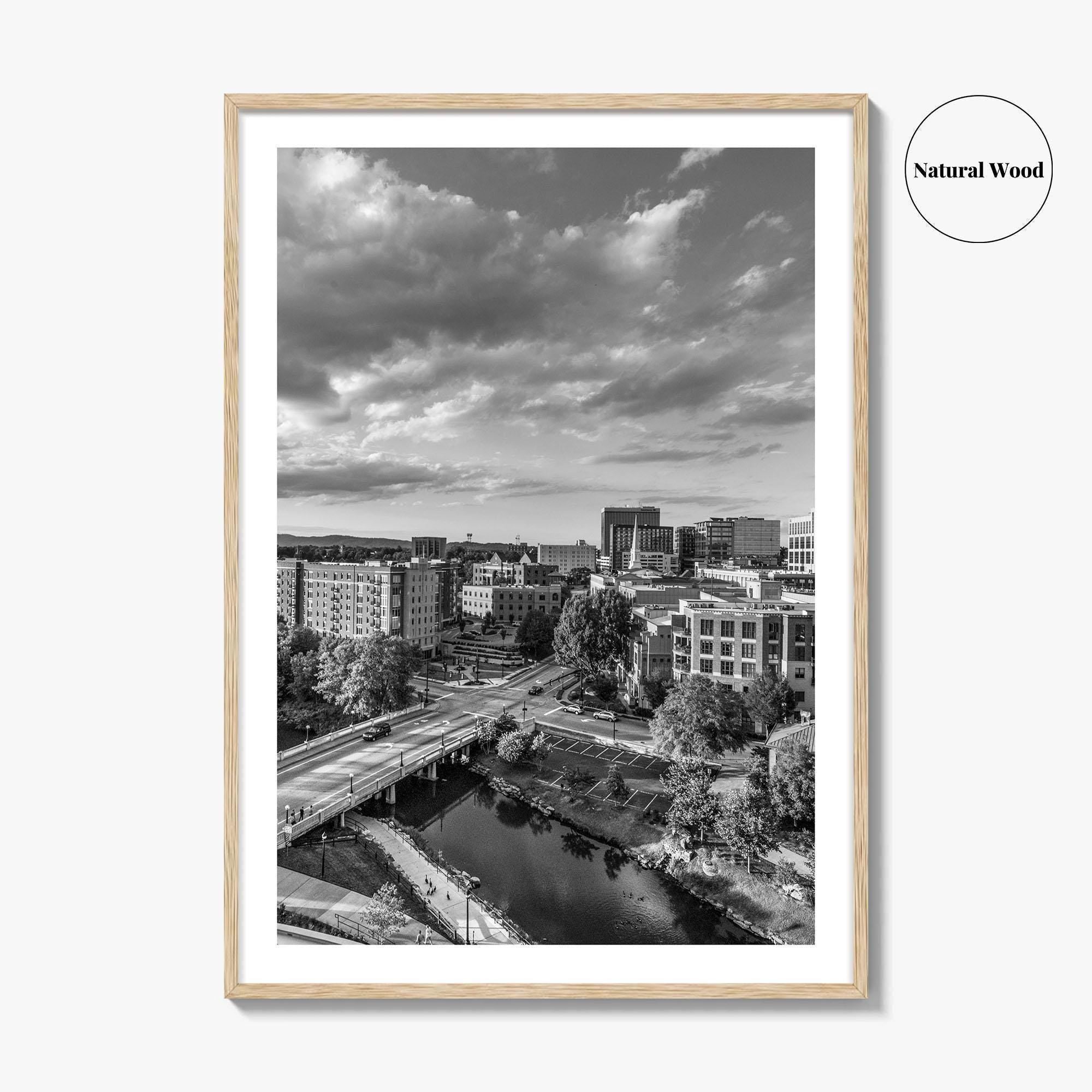 Greenville Skyline Black and White Fine Art Photo Print, South Carolina, SC Poster