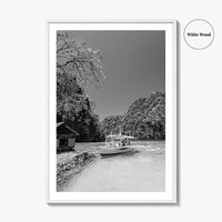 Coron Black and White Fine Art Photo Print, Palawan Philippines Wall Poster, Boat