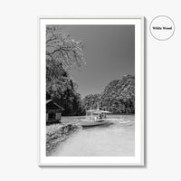 Coron Black and White Fine Art Photo Print, Palawan Philippines Wall Poster, Boat