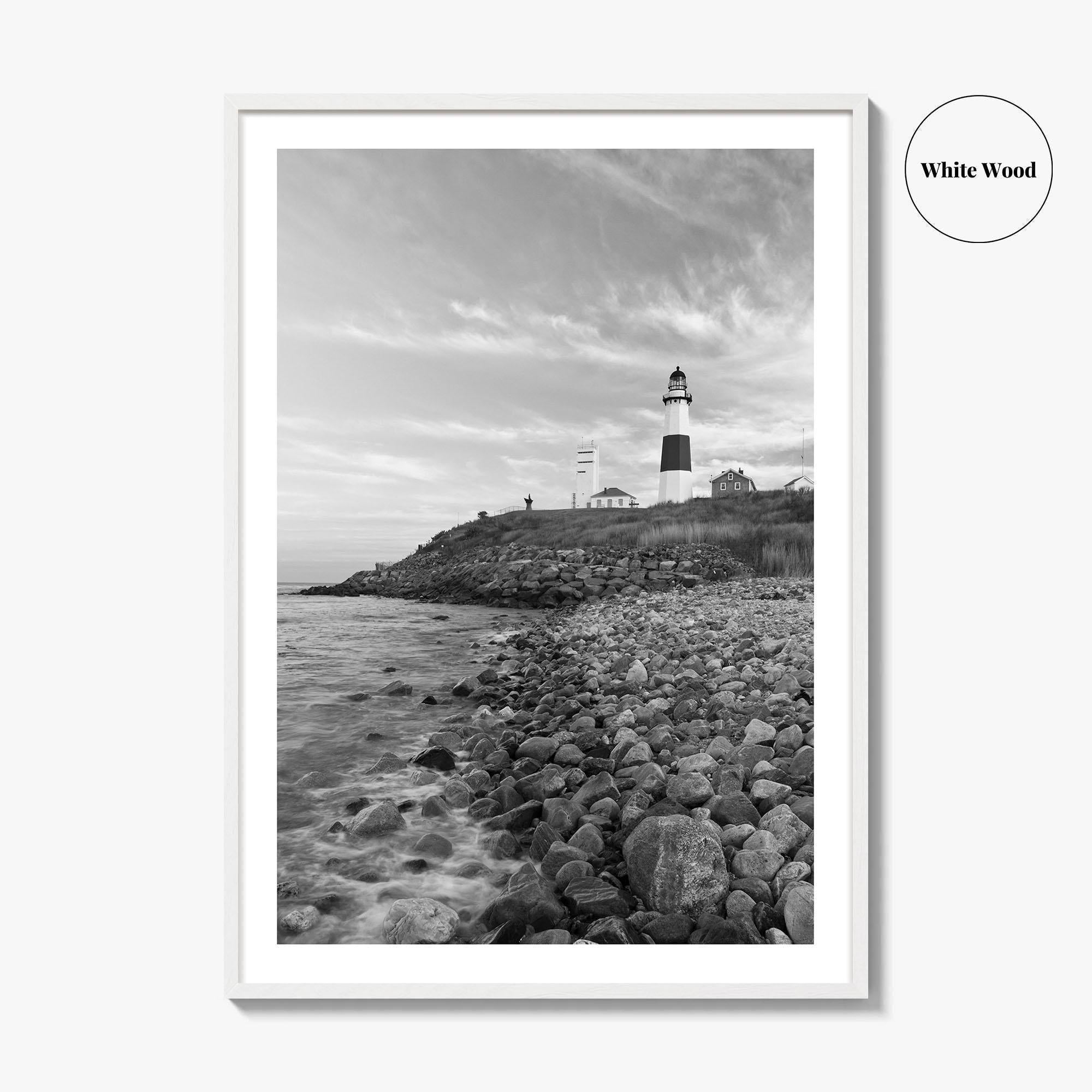 Montauk Lighthouse Black and White Fine Art Photo Print, Long Island New York, Poster