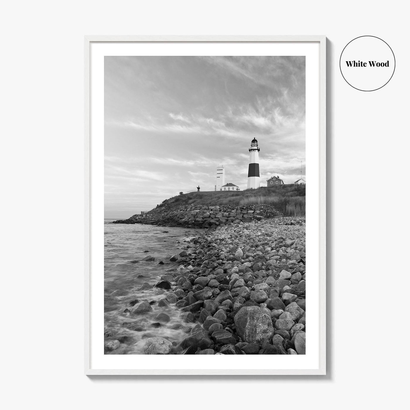Montauk Lighthouse Black and White Fine Art Photo Print, Long Island New York, Poster