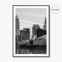 Cleveland Skyline Black and White Fine Art Photo Print, Downtown, Ohio USA Wall Poster