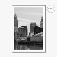 Cleveland Skyline Black and White Fine Art Photo Print, Downtown, Ohio USA Wall Poster