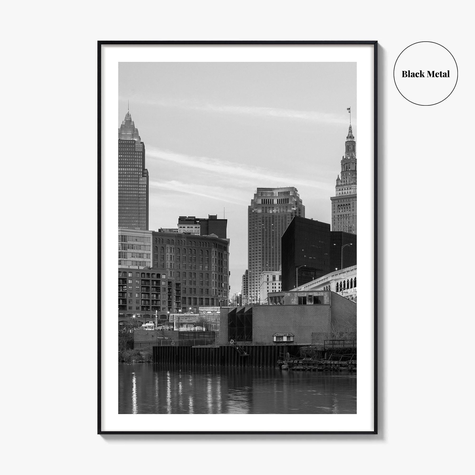 Cleveland Skyline Black and White Fine Art Photo Print, Downtown, Ohio USA Wall Poster