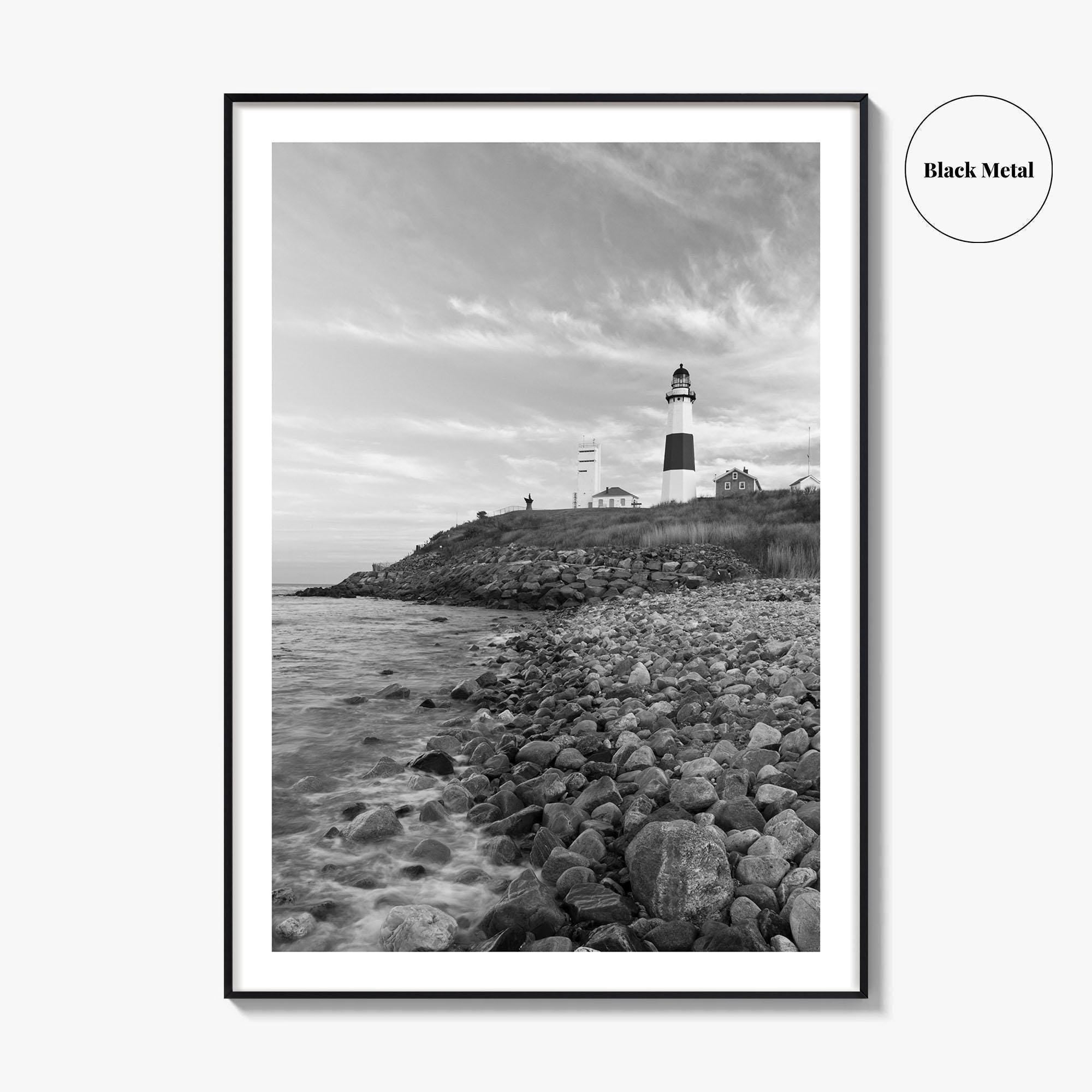 Montauk Lighthouse Black and White Fine Art Photo Print, Long Island New York, Poster