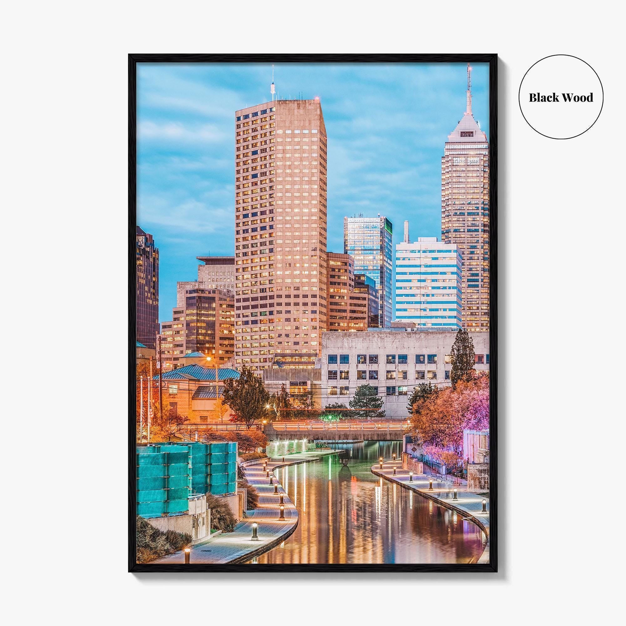 Indianapolis Skyline Fine Art Photo Print, Indiana, USA, Canal, Downtown, Poster, Wall Decor, Indy