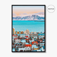 Reykjavik Skyline Fine Art Photo Print, Iceland Photo Poster, Downtown, Aerial Panorama, Mountains