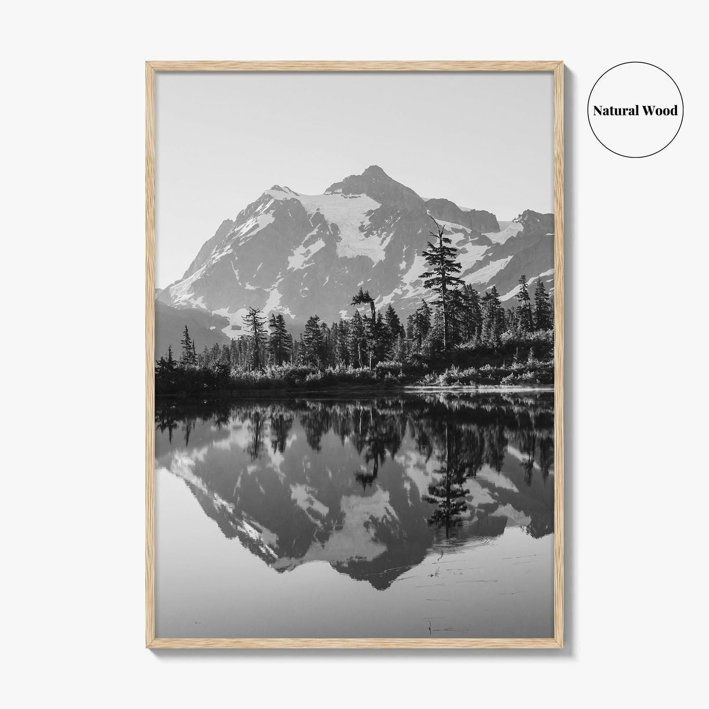 Washington State Black and White Fine Art Photo Print, Mount Shuksan Picture Lake Poster