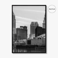 Cleveland Skyline Black and White Fine Art Photo Print, Downtown, Ohio USA Wall Poster