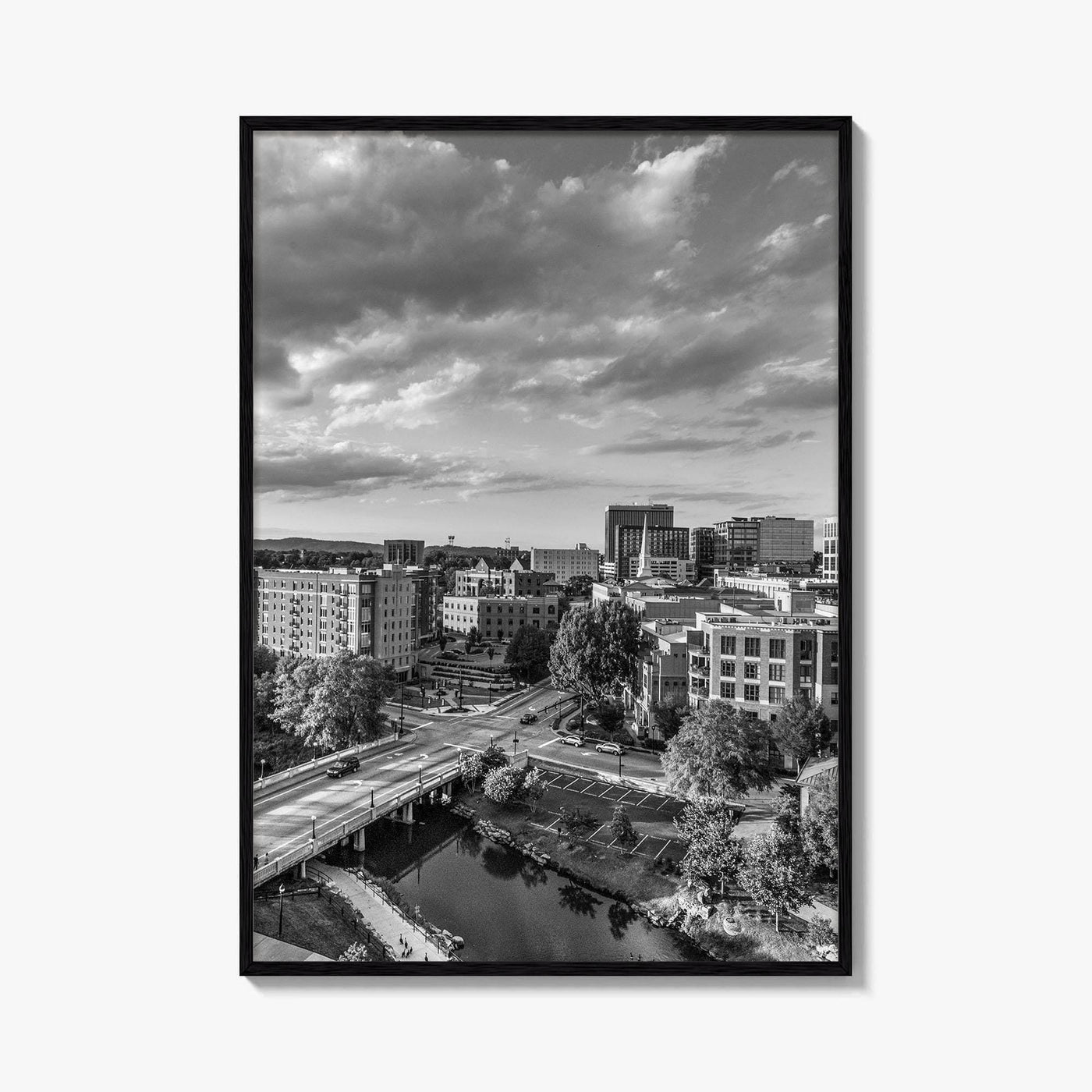 Greenville Skyline Black and White Fine Art Photo Print, South Carolina, SC Poster
