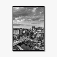 Greenville Skyline Black and White Fine Art Photo Print, South Carolina, SC Poster