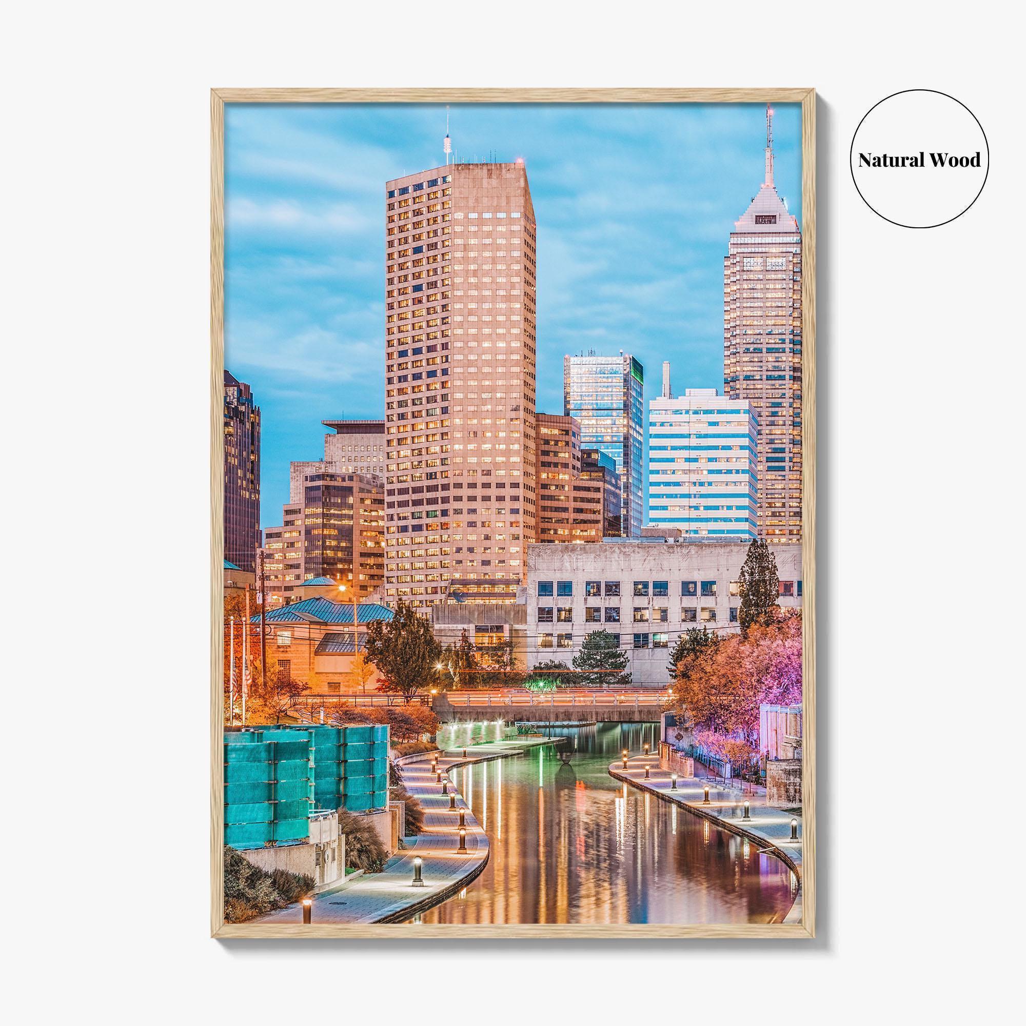 Indianapolis Skyline Fine Art Photo Print, Indiana, USA, Canal, Downtown, Poster, Wall Decor, Indy