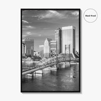 Jacksonville Skyline Black and White Fine Art Photo Print, Downtown, Florida Poster
