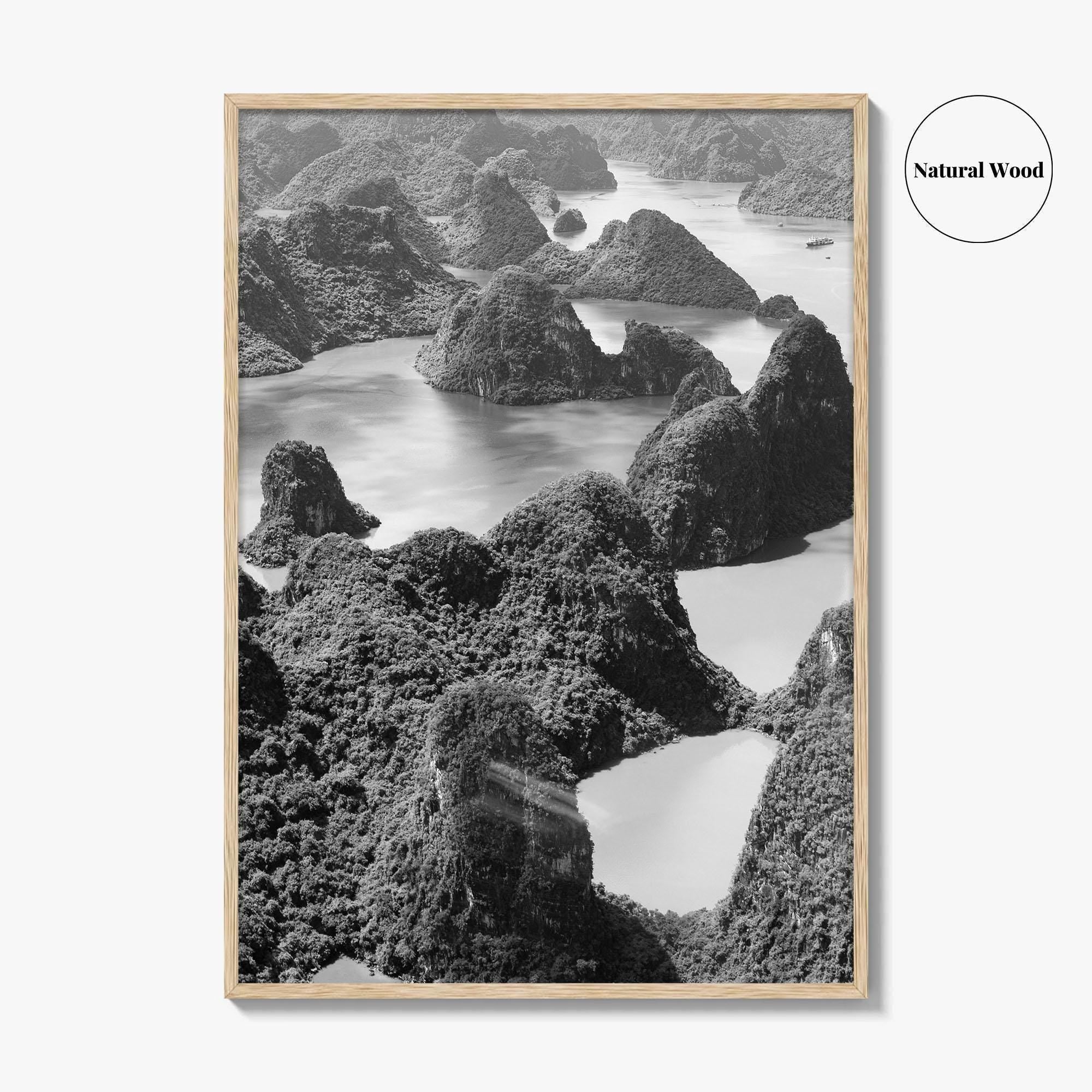 Ha Long Bay Black and White Fine Art Photo Print, Vietnam Poster