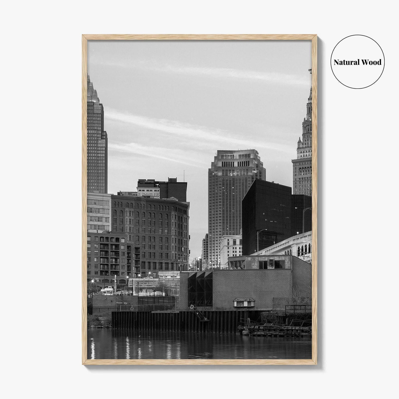 Cleveland Skyline Black and White Fine Art Photo Print, Downtown, Ohio USA Wall Poster