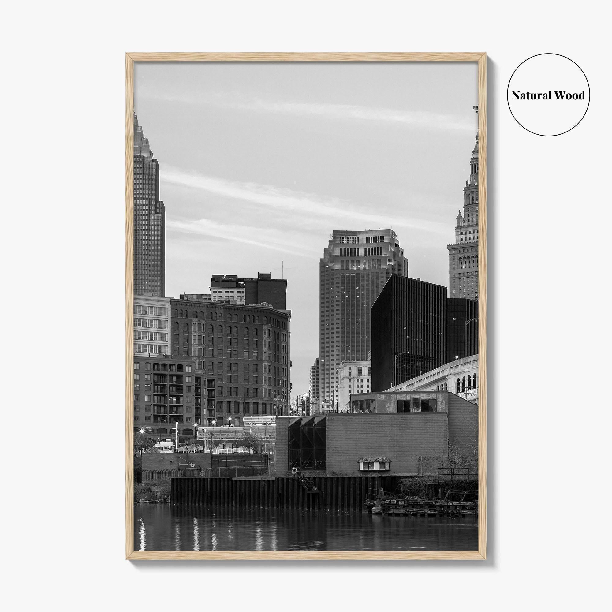 Cleveland Skyline Black and White Fine Art Photo Print, Downtown, Ohio USA Wall Poster