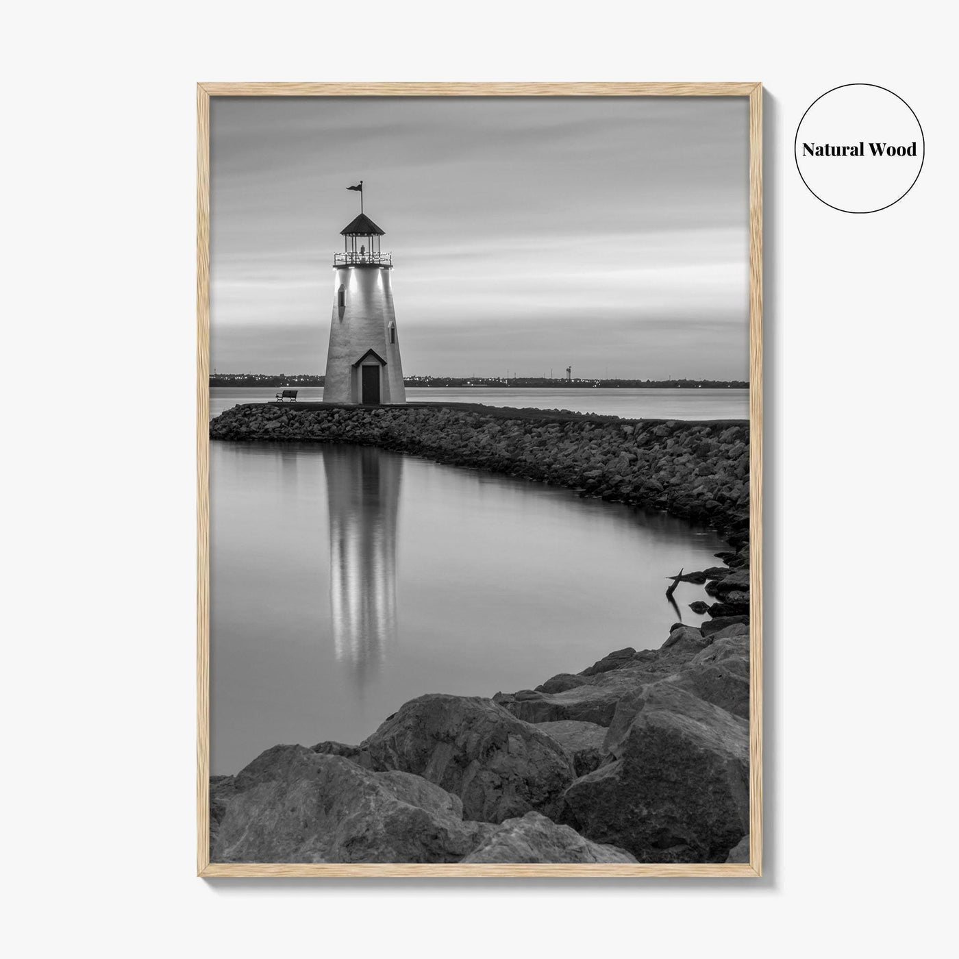Oklahoma City Black and White Fine Art Photo Print, Lake Hefner Lighthouse, Oklahoma Poster