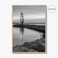 Oklahoma City Black and White Fine Art Photo Print, Lake Hefner Lighthouse, Oklahoma Poster