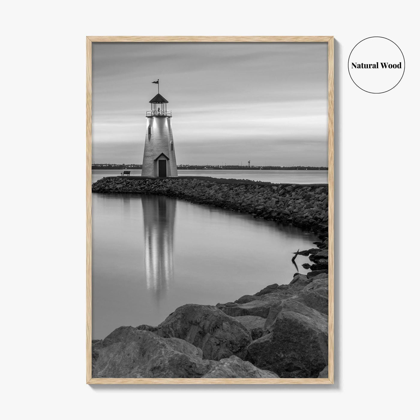 Oklahoma City Black and White Fine Art Photo Print, Lake Hefner Lighthouse, Oklahoma Poster