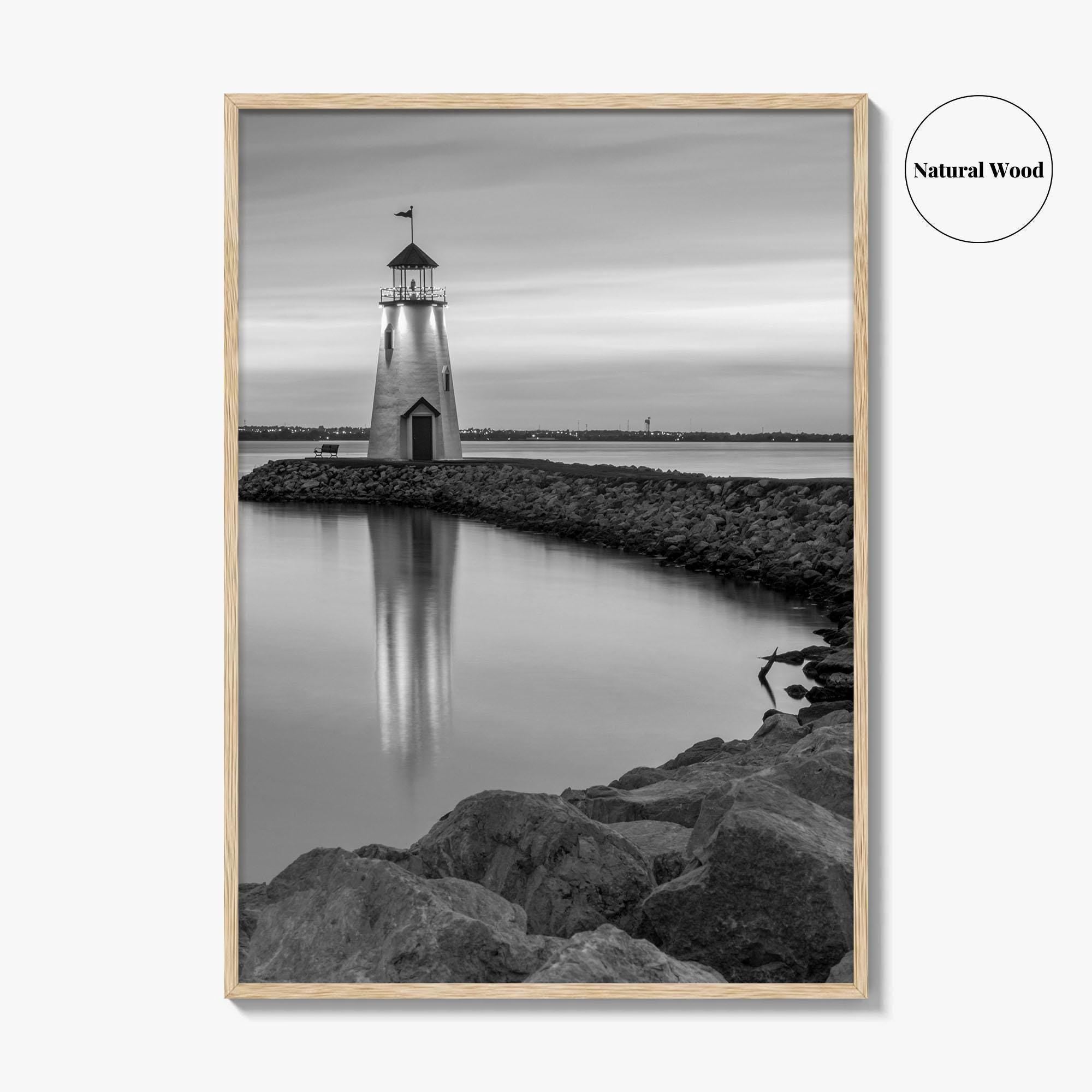Oklahoma City Black and White Fine Art Photo Print, Lake Hefner Lighthouse, Oklahoma Poster