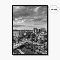 Greenville Skyline Black and White Fine Art Photo Print, South Carolina, SC Poster