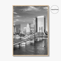 Jacksonville Skyline Black and White Fine Art Photo Print, Downtown, Florida Poster