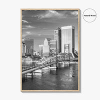 Jacksonville Skyline Black and White Fine Art Photo Print, Downtown, Florida Poster