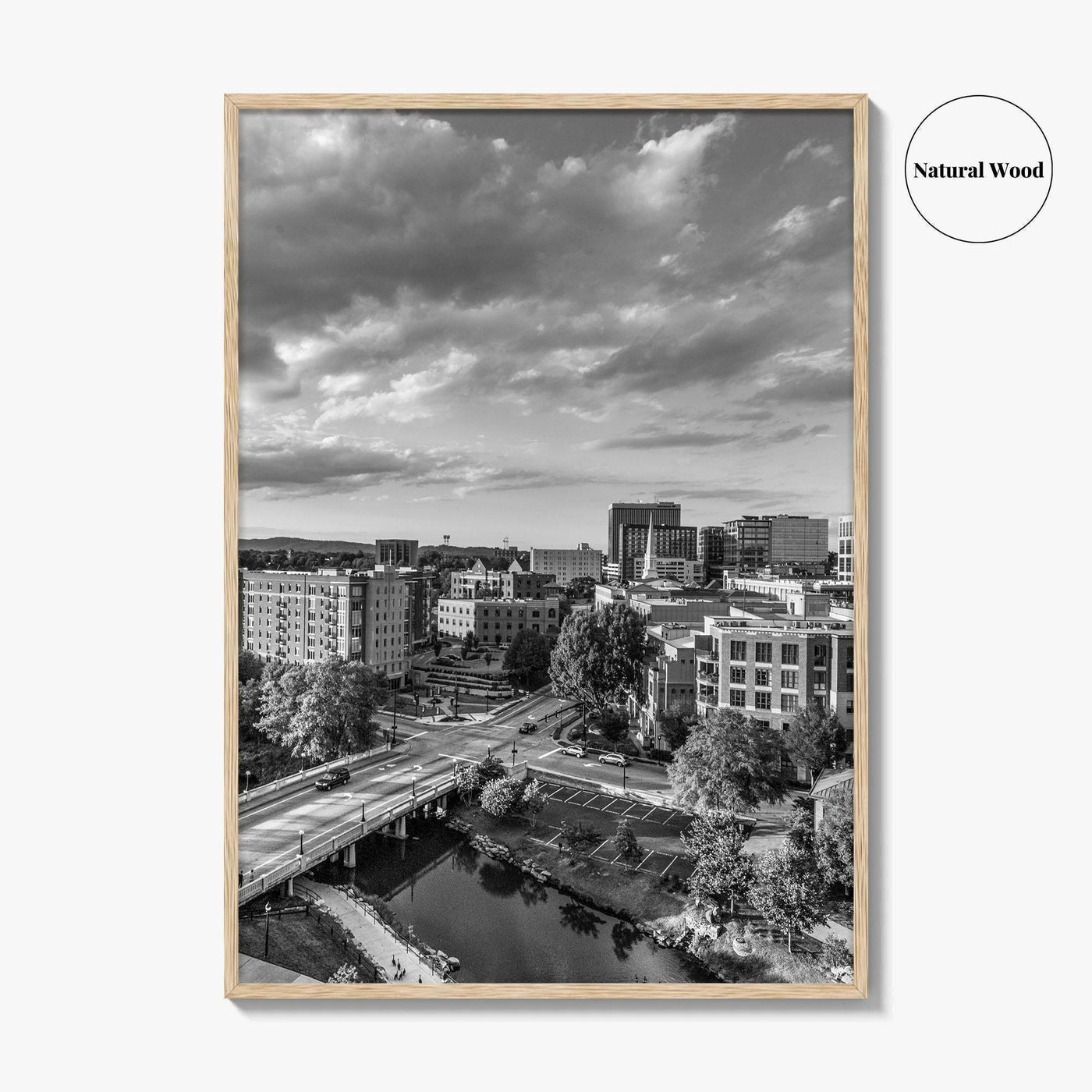 Greenville Skyline Black and White Fine Art Photo Print, South Carolina, SC Poster