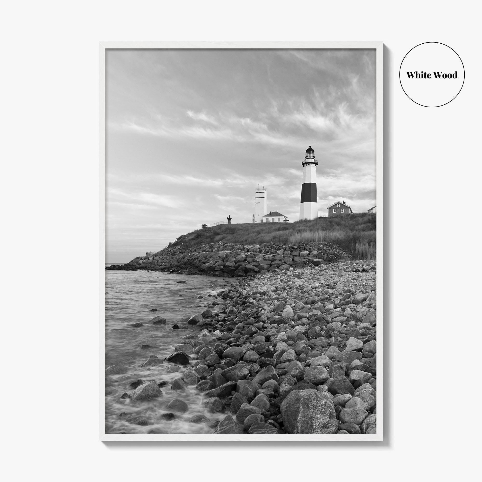 Montauk Lighthouse Black and White Fine Art Photo Print, Long Island New York, Poster