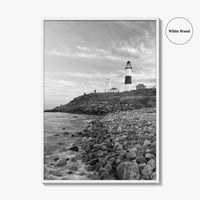Montauk Lighthouse Black and White Fine Art Photo Print, Long Island New York, Poster