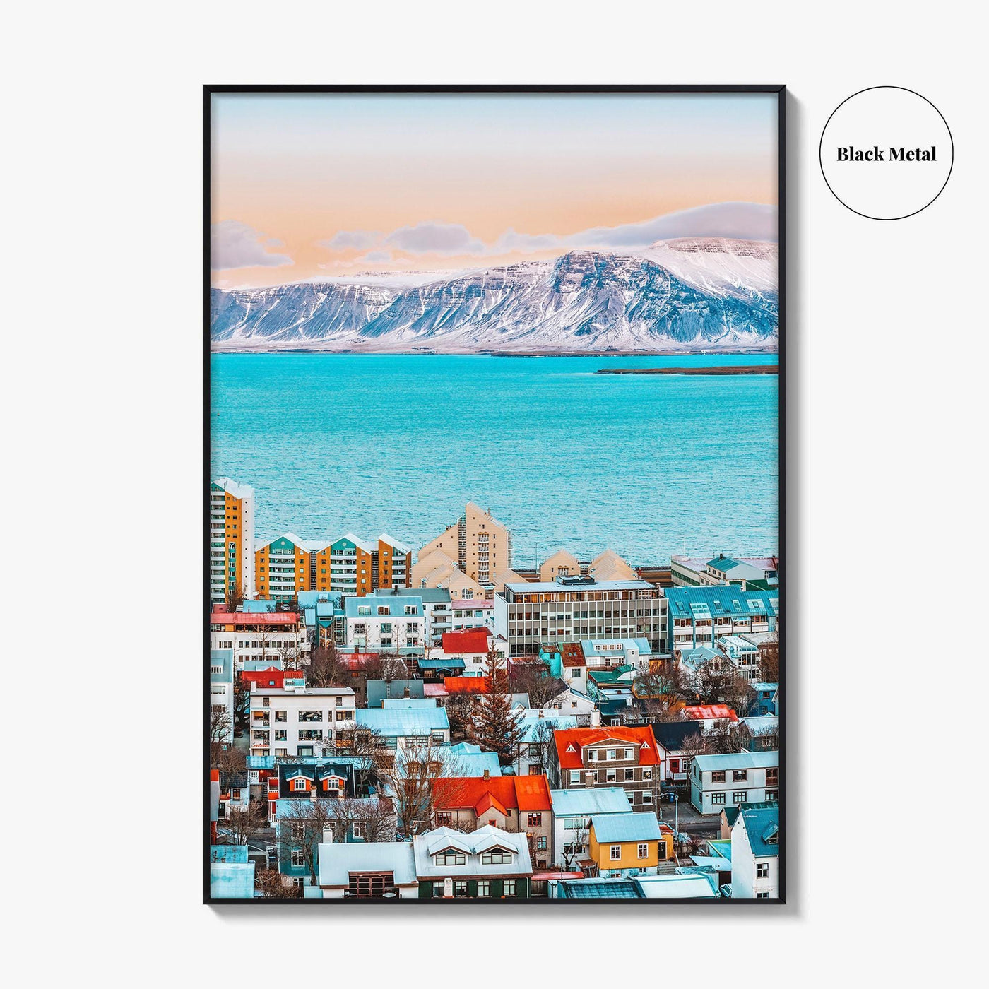 Reykjavik Skyline Fine Art Photo Print, Iceland Photo Poster, Downtown, Aerial Panorama, Mountains